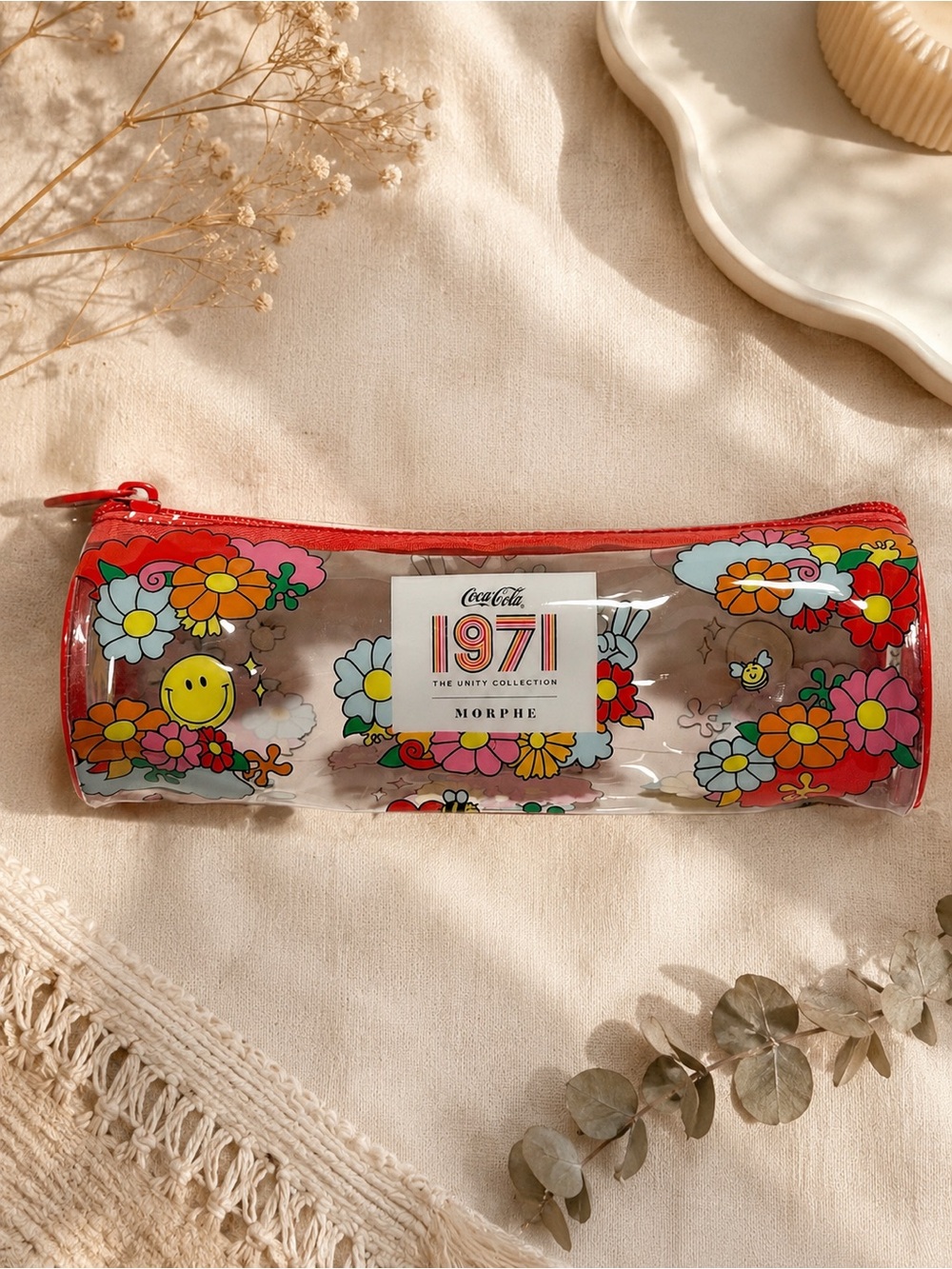 Special edition Coca-Cola x Morphe 1971 Floral Clear cosmetic Case